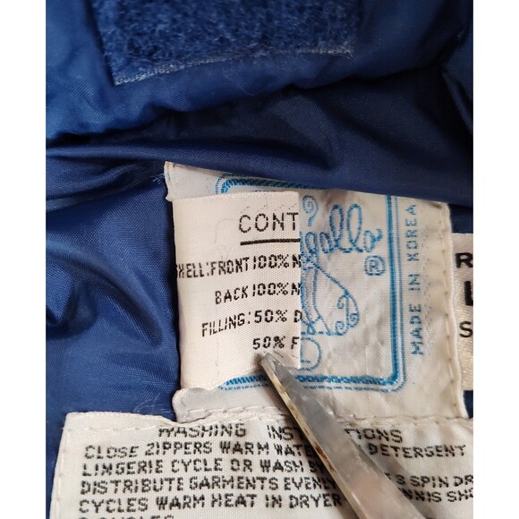 Women's Vintage Pappagallo Reversible Down Puffer Vest Blue Green Large - Picture 6 of 7